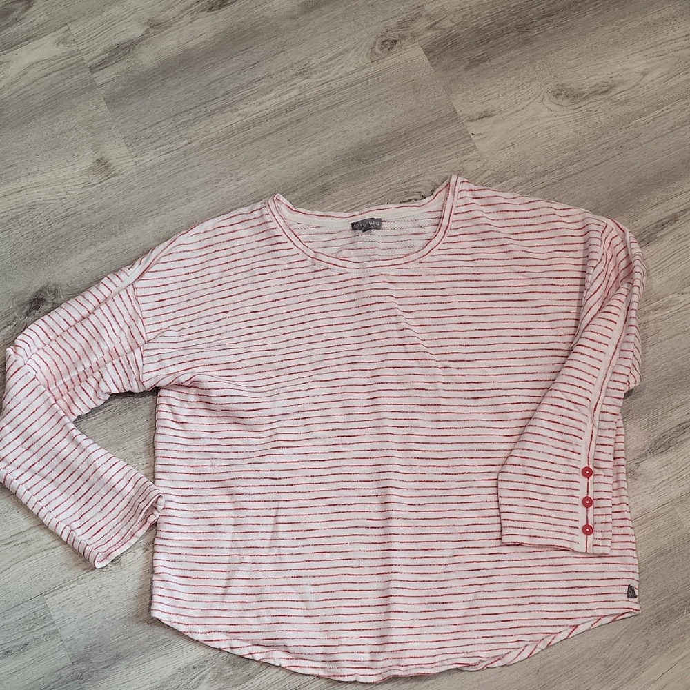 Talbots Long Sleeve Top with Red and White Stripes
